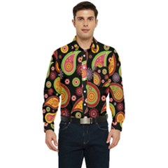 Paisley Pattern Design Men s Long Sleeve Pocket Shirt  by befabulous