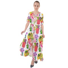 Flowers Pattern Waist Tie Boho Maxi Dress by Sparkle