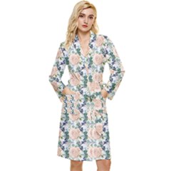 Flowers Pattern Long Sleeve Velour Robe by Sparkle