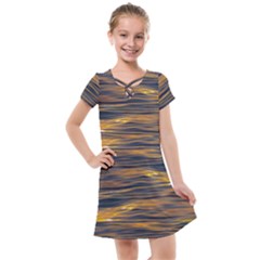 Sunset Waves Pattern Print Kids  Cross Web Dress by dflcprintsclothing