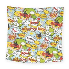 Comic Pow Bamm Boom Poof Wtf Pattern 1 Square Tapestry (large) by EDDArt