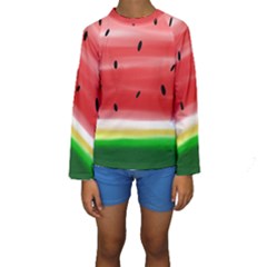Painted Watermelon Pattern, Fruit Themed Apparel Kids  Long Sleeve Swimwear by Casemiro