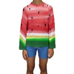 Painted watermelon pattern, fruit themed apparel Kids  Long Sleeve Swimwear