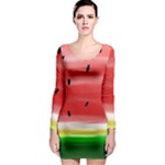 Painted watermelon pattern, fruit themed apparel Long Sleeve Bodycon Dress