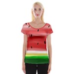Painted watermelon pattern, fruit themed apparel Cap Sleeve Top
