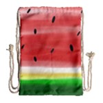 Painted watermelon pattern, fruit themed apparel Drawstring Bag (Large)