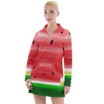 Painted watermelon pattern, fruit themed apparel Women s Long Sleeve Casual Dress