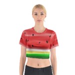 Painted watermelon pattern, fruit themed apparel Cotton Crop Top