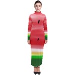Painted watermelon pattern, fruit themed apparel Turtleneck Maxi Dress