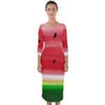 Painted watermelon pattern, fruit themed apparel Quarter Sleeve Midi Bodycon Dress