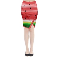 Painted Watermelon Pattern, Fruit Themed Apparel Midi Wrap Pencil Skirt by Casemiro