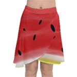 Painted watermelon pattern, fruit themed apparel Chiffon Wrap Front Skirt