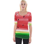 Painted watermelon pattern, fruit themed apparel Wide Neckline Tee