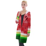 Painted watermelon pattern, fruit themed apparel Hooded Pocket Cardigan