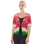 Painted watermelon pattern, fruit themed apparel Cropped Button Cardigan