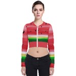 Painted watermelon pattern, fruit themed apparel Long Sleeve Zip Up Bomber Jacket