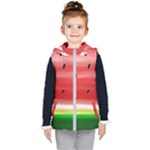 Painted watermelon pattern, fruit themed apparel Kids  Hooded Puffer Vest