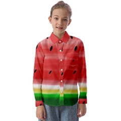Painted Watermelon Pattern, Fruit Themed Apparel Kids  Long Sleeve Shirt by Casemiro