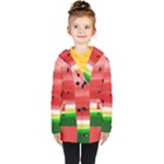 Painted watermelon pattern, fruit themed apparel Kids  Double Breasted Button Coat