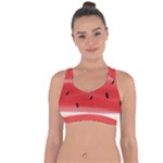 Painted watermelon pattern, fruit themed apparel Cross String Back Sports Bra