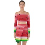 Painted watermelon pattern, fruit themed apparel Off Shoulder Top with Skirt Set