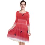 Painted watermelon pattern, fruit themed apparel Quarter Sleeve Waist Band Dress