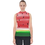 Painted watermelon pattern, fruit themed apparel Mock Neck Shell Top