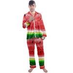 Painted watermelon pattern, fruit themed apparel Men s Long Sleeve Satin Pajamas Set
