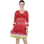Painted watermelon pattern, fruit themed apparel Quarter Sleeve Ruffle Waist Dress