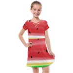 Painted watermelon pattern, fruit themed apparel Kids  Cross Web Dress