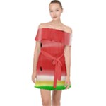 Painted watermelon pattern, fruit themed apparel Off Shoulder Chiffon Dress