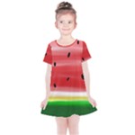 Painted watermelon pattern, fruit themed apparel Kids  Simple Cotton Dress
