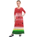 Painted watermelon pattern, fruit themed apparel Kids  Quarter Sleeve Maxi Dress