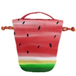 Painted watermelon pattern, fruit themed apparel Drawstring Bucket Bag