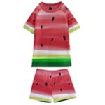 Painted watermelon pattern, fruit themed apparel Kids  Swim Tee and Shorts Set