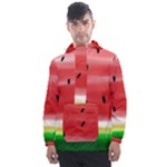 Painted watermelon pattern, fruit themed apparel Men s Front Pocket Pullover Windbreaker