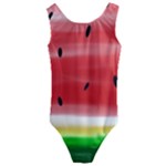 Painted watermelon pattern, fruit themed apparel Kids  Cut-Out Back One Piece Swimsuit