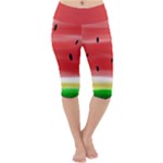 Painted watermelon pattern, fruit themed apparel Lightweight Velour Cropped Yoga Leggings