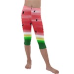 Painted watermelon pattern, fruit themed apparel Kids  Lightweight Velour Capri Leggings 