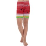 Painted watermelon pattern, fruit themed apparel Kids  Lightweight Velour Capri Yoga Leggings