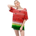 Painted watermelon pattern, fruit themed apparel Oversized Chiffon Top