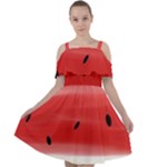 Painted watermelon pattern, fruit themed apparel Cut Out Shoulders Chiffon Dress