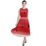 Painted watermelon pattern, fruit themed apparel Round Neck Boho Dress
