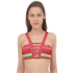Painted watermelon pattern, fruit themed apparel Cage Up Bikini Top