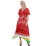 Painted watermelon pattern, fruit themed apparel Cross Front Sharkbite Hem Maxi Dress