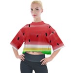 Painted watermelon pattern, fruit themed apparel Mock Neck Tee