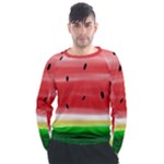 Painted watermelon pattern, fruit themed apparel Men s Long Sleeve Raglan Tee