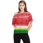 Painted watermelon pattern, fruit themed apparel One Shoulder Cut Out Tee