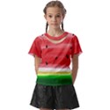 Painted watermelon pattern, fruit themed apparel Kids  Front Cut Tee View1