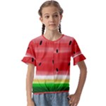 Painted watermelon pattern, fruit themed apparel Kids  Cuff Sleeve Scrunch Bottom Tee